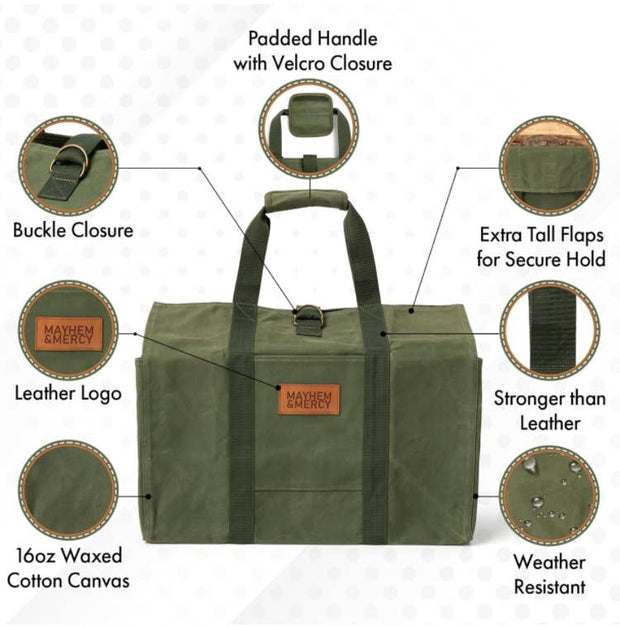 Waxed Canvas Firewood Tote