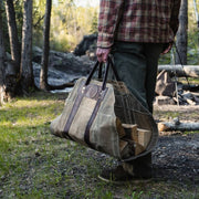 Premium Firewood Leather Handle & Waxed Khaki Sling
