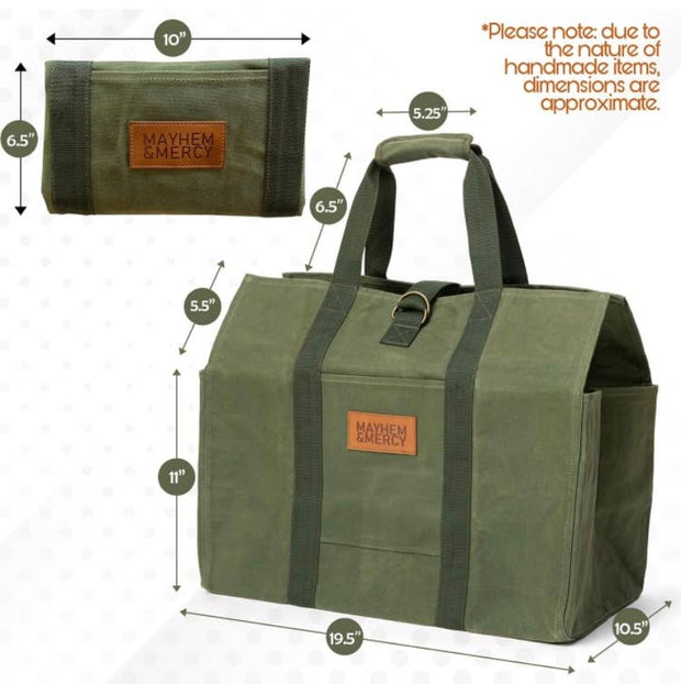 Waxed Canvas Firewood Tote